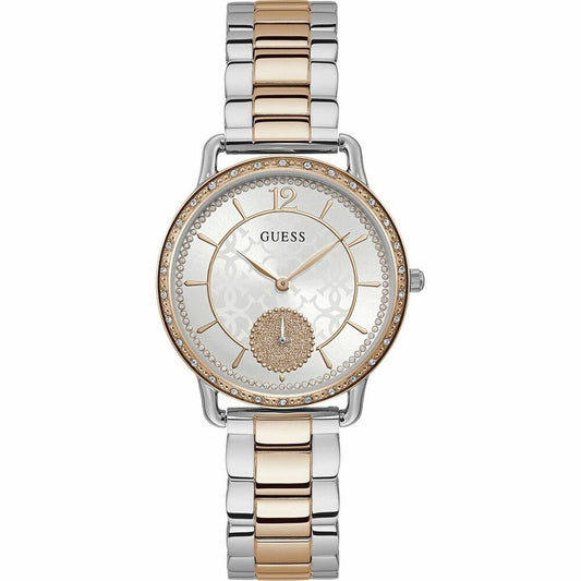 Montre Femme Guess W1290L2 – 36 mm, Acier Rose, Cadran Blanc, Quartz, Étanche 3 ATM