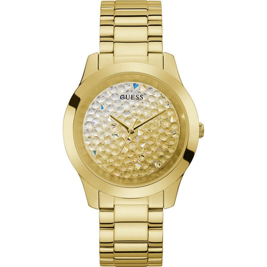 Montre Femme Guess – 42 mm, Acier Inoxydable Doré, Cadran Multicolore, Quartz, Étanche 3 ATM