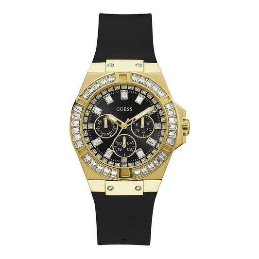Montre Femme Guess GW0118L1 – 39 mm, Cadran Noir, Bracelet Silicone Noir, Quartz
