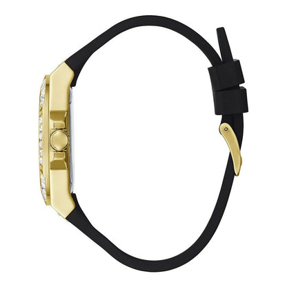 Montre Femme Guess GW0118L1 – 39 mm, Cadran Noir, Bracelet Silicone Noir, Quartz
