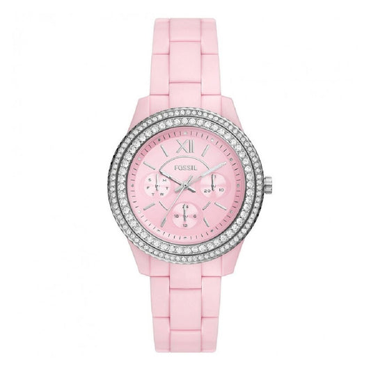 Montre Femme Fossil STELLA (Ø 37 mm) – Quartz, Bracelet Résine, Date, Étanche 5 ATM