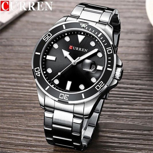 Montre Homme Curren Clairvoyant – Acier Inoxydable & Zircone Cubique AAA (Ø 47 mm, Étanche 5 ATM)