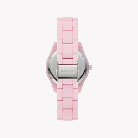 Montre Femme Fossil STELLA (Ø 37 mm) – Quartz, Bracelet Résine, Date, Étanche 5 ATM