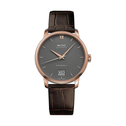 Montre Homme Mido (Ø 40 mm) – Automatique, Date, Bracelet Cuir, Verre Saphir, Étanche 30 ATM
