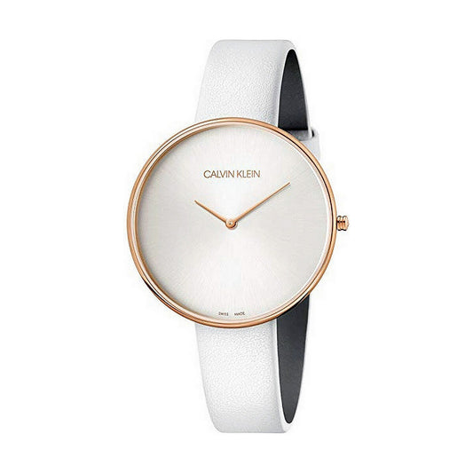 Montre Femme Calvin Klein FULL MOON – Quartz, Bracelet Cuir, Étanche 3 ATM