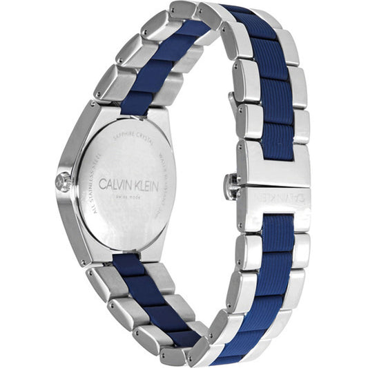 Montre Femme Calvin Klein K9E231VX (Ø 34 mm) – Quartz Élégante Bicolore Argent & Bleu