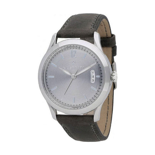 Montre Homme Maserati TRADIZIONE (Ø 40 mm) – Quartz, Bracelet Cuir, Étanche 5 ATM, Cadran Gris