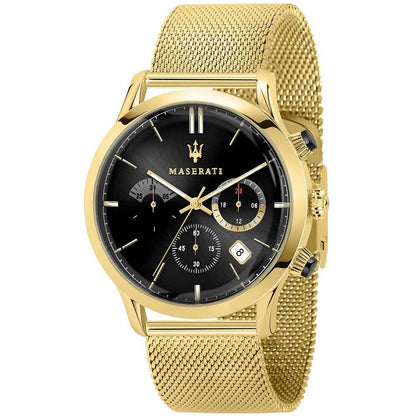 Montre Homme Maserati R8873633003 (Ø 42 mm) – Quartz, Acier Inoxydable Doré, Cadran Noir, Étanche 5 ATM