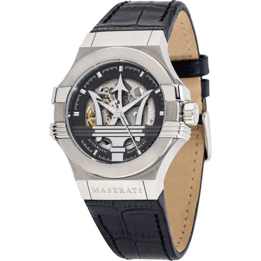 Montre Homme Maserati R8821108038 (Ø 40 mm) – Automatique, Bracelet Cuir Noir, Verre Saphir, Étanche 10 ATM