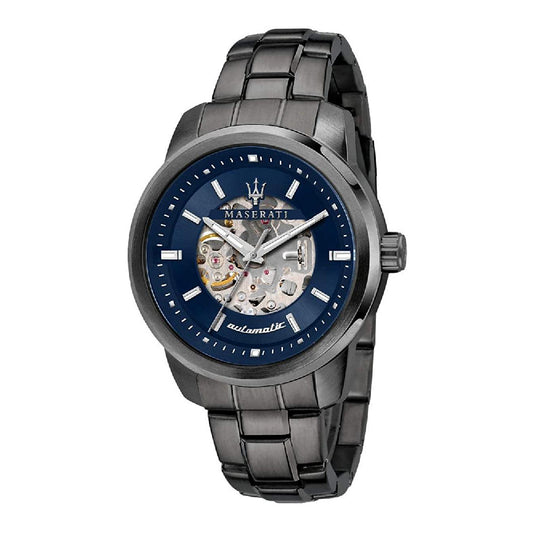Montre Homme Maserati R8823121001 (Ø 44 mm) – Automatique, Acier Noir, Cadran Bleu, Étanche 5 ATM