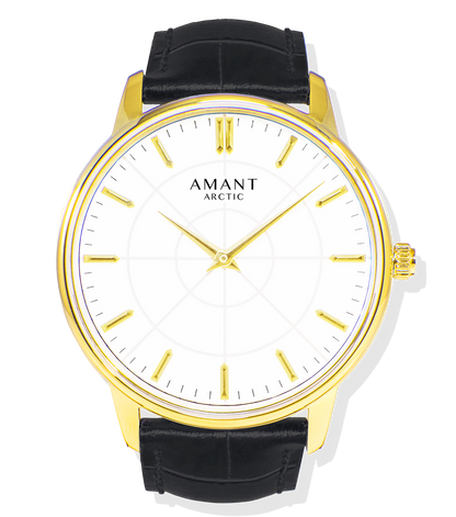Montre Amant Arctic – Ultra Slim 6 mm, Acier Inoxydable, Verre Saphir, Bracelet Cuir Italien, Étanche 5 ATM