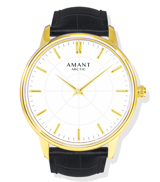 Montre Amant Arctic – Ultra Slim 6 mm, Acier Inoxydable, Verre Saphir, Bracelet Cuir Italien, Étanche 5 ATM