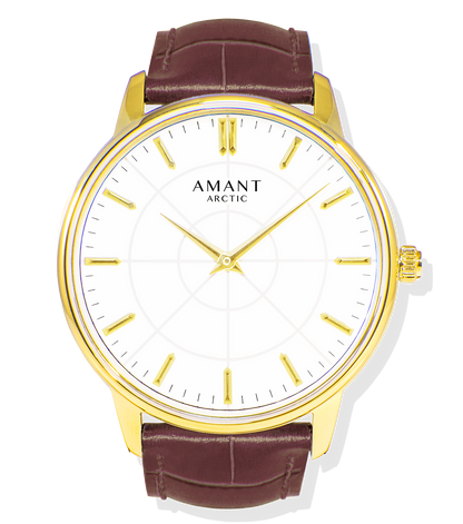 Montre Amant Arctic – Ultra Slim 6 mm, Acier Inoxydable, Verre Saphir, Bracelet Cuir Italien, Étanche 5 ATM