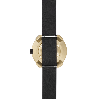 Montre Vista Roman Gold Black – Acier Doré, Cadran Or Brossé à Chiffres Romains, Bracelet Cuir Noir