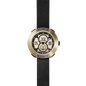 Montre Vista Roman Gold Black – Acier Doré, Cadran Or Brossé à Chiffres Romains, Bracelet Cuir Noir