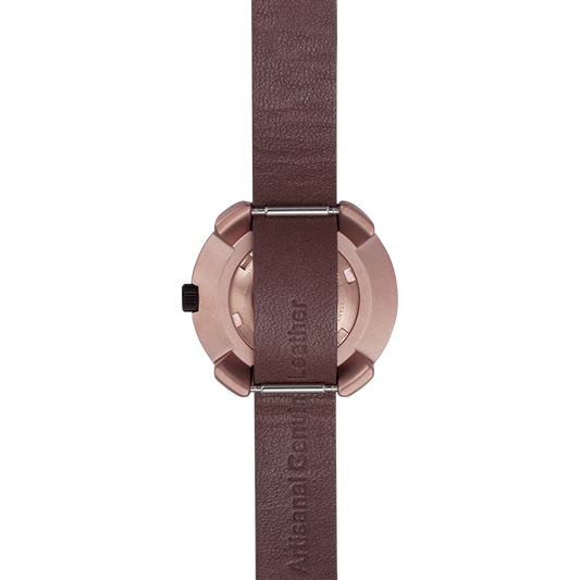 Montre Vista Roman Rose Gold Brown (Ø 29 mm) – Acier Or Rose, Cadran Brossé, Bracelet Cuir Marron