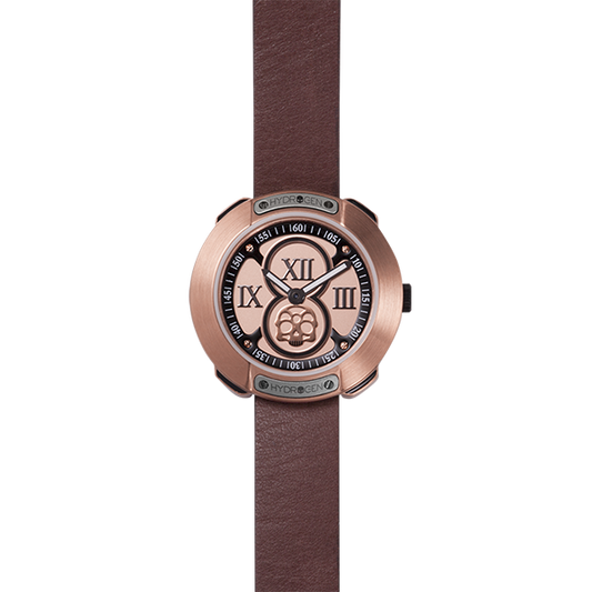 Montre Vista Roman Rose Gold Brown (Ø 29 mm) – Acier Or Rose, Cadran Brossé, Bracelet Cuir Marron