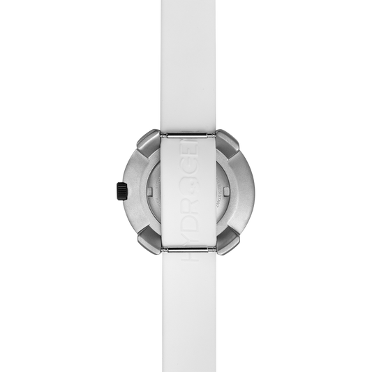 Montre Vista Numero Silver White (Ø 29 mm) – Acier Inoxydable, Cadran Argenté, Bracelet Silicone Blanc Monobloc