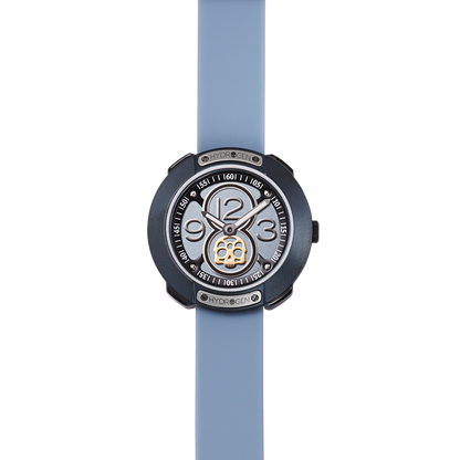 Montre Vista Numero All Blue (Ø 29 mm) – Acier Inoxydable Bleu, Cadran Brossé Bleu, Bracelet Silicone Bleu Clair