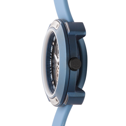 Montre Vista Numero All Blue (Ø 29 mm) – Acier Inoxydable Bleu, Cadran Brossé Bleu, Bracelet Silicone Bleu Clair
