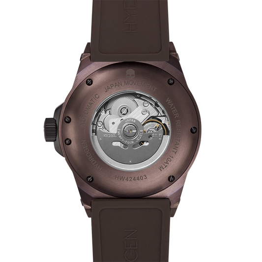 Montre Vento All Brown Duo – Automatique GMT NH30 Japon, Acier Brun Ionisé, Cadran Métallique Marron, Bracelet Silicone Marron