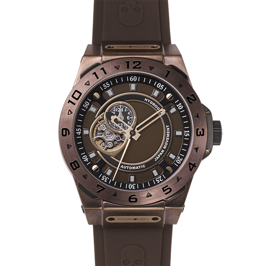 Montre Vento All Brown Duo – Automatique GMT NH30 Japon, Acier Brun Ionisé, Cadran Métallique Marron, Bracelet Silicone Marron