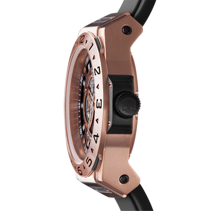 Montre Vento Black Rose Gold – Automatique NH39 Open Heart, Acier Or Rose, Cadran Noir, Bracelet Silicone Noir