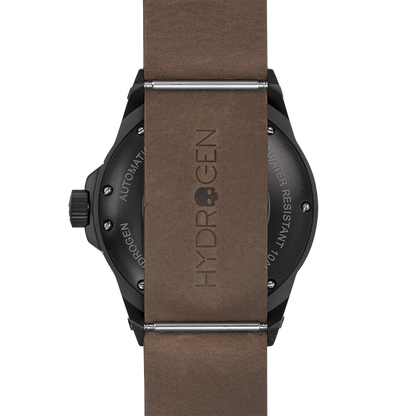Montre Vento Black Nato Leather – Automatique NH39 Japon, Boîtier Noir, Cadran Noir, Bracelet Cuir Marron