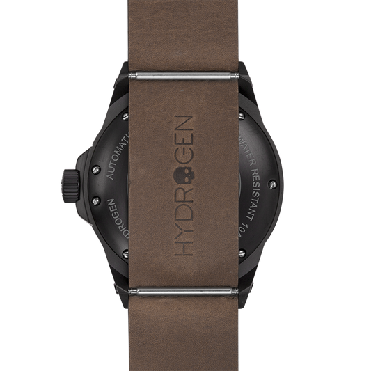 Montre Vento Black Nato Leather – Automatique NH39 Japon, Boîtier Noir, Cadran Noir, Bracelet Cuir Marron