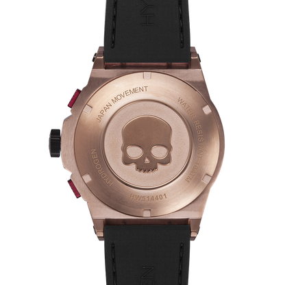 Montre Otto Chrono Black Rose Gold – Chronographe 2 Compteurs, Acier Or Rose, Cadran Fibre Carbone, Bracelet Silicone Noir