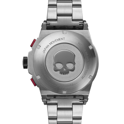Montre Otto Chrono Silver Bracelet – Chronographe 2 Compteurs, Tachymètre, Acier Inoxydable, Cadran Fibre Carbone, Bracelet 3 Maillons