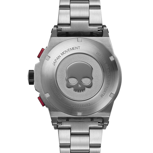Montre Otto Chrono Silver Bracelet – Chronographe 2 Compteurs, Tachymètre, Acier Inoxydable, Cadran Fibre Carbone, Bracelet 3 Maillons