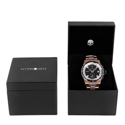 Montre Otto Chrono All Rose Gold Bracelet – Chronographe 2 Compteurs, Acier Or Rose, Bracelet 3 Maillons, Cadran Fibre Carbone