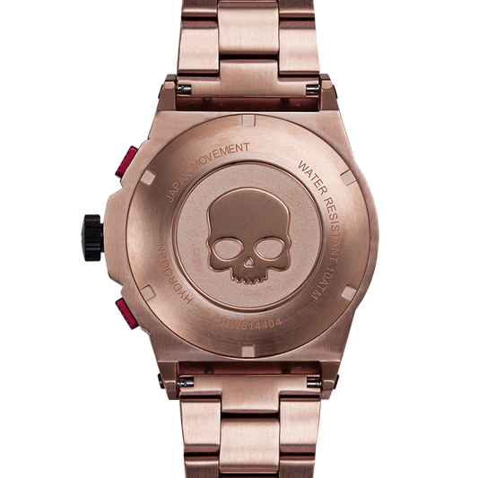 Montre Otto Chrono All Rose Gold Bracelet – Chronographe 2 Compteurs, Acier Or Rose, Bracelet 3 Maillons, Cadran Fibre Carbone