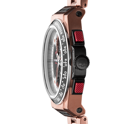 Montre Otto Chrono All Rose Gold Bracelet – Chronographe 2 Compteurs, Acier Or Rose, Bracelet 3 Maillons, Cadran Fibre Carbone