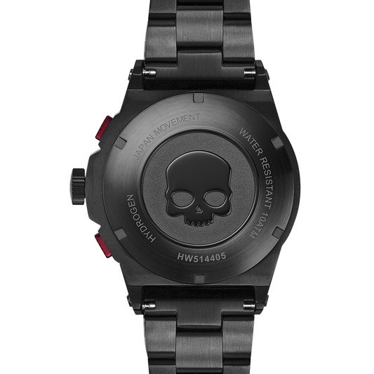 Montre Otto Chrono All Black Bracelet – Chronographe, Acier Inoxydable Noir, Cadran Fibre Carbone, Bracelet 3 Maillons Noir