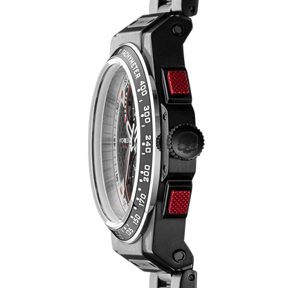 Montre Otto Chrono All Black Bracelet – Chronographe, Acier Inoxydable Noir, Cadran Fibre Carbone, Bracelet 3 Maillons Noir