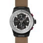 Montre Otto Chrono Silver Black Nato – Chronographe 2 Compteurs, Acier Noir & Argent, Cadran Fibre Carbone, Bracelet Cuir Marron