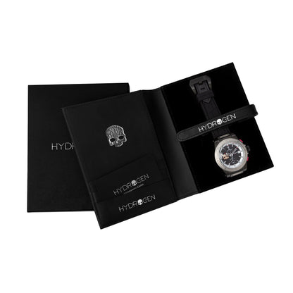 Montre Otto Chrono Silver Matt Black – Chronographe, Acier Inoxydable Noir & Acier, Cadran Fibre Carbone, Bracelet Silicone Noir Croco