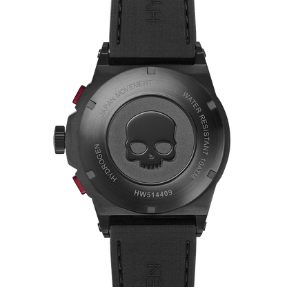 Montre Otto Chrono Silver Matt Black – Chronographe, Acier Inoxydable Noir & Acier, Cadran Fibre Carbone, Bracelet Silicone Noir Croco