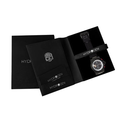 Montre Otto Chrono All Black – Chronographe, Acier Inoxydable Noir, Cadran Fibre Carbone, Bracelet Silicone Noir Croco