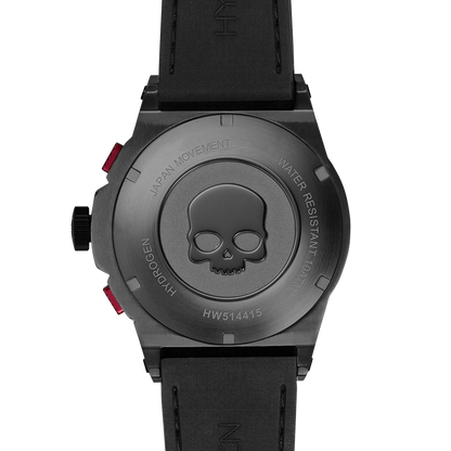 Montre Otto Chrono All Black – Chronographe, Acier Inoxydable Noir, Cadran Fibre Carbone, Bracelet Silicone Noir Croco