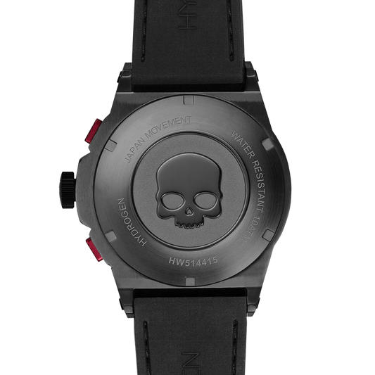 Montre Otto Chrono All Black – Chronographe, Acier Inoxydable Noir, Cadran Fibre Carbone, Bracelet Silicone Noir Croco