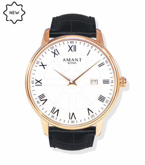 Montre Amant Roma Petite – 36 mm, Ultra Slim 6 mm, Acier Inoxydable, Verre Saphir, Étanche 5 ATM, Chiffres Romains