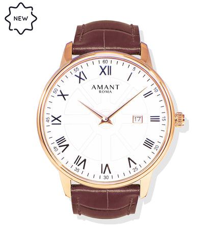 Montre Amant Roma Petite – 36 mm, Ultra Slim 6 mm, Acier Inoxydable, Verre Saphir, Étanche 5 ATM, Chiffres Romains