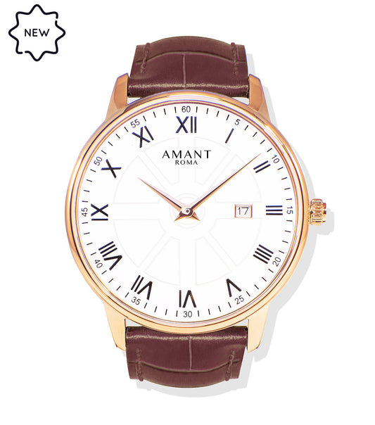 Montre Amant Roma Petite – 36 mm, Ultra Slim 6 mm, Acier Inoxydable, Verre Saphir, Étanche 5 ATM, Chiffres Romains