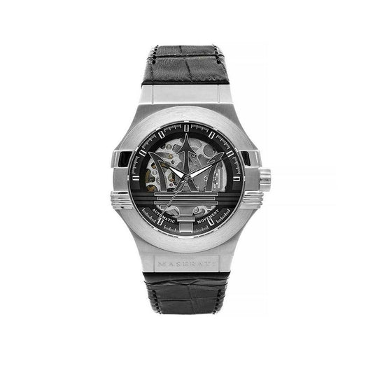 Montre Homme Maserati R8821108038 (Ø 40 mm) – Automatique, Bracelet Cuir Noir, Verre Saphir, Étanche 10 ATM