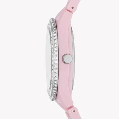 Montre Femme Fossil STELLA (Ø 37 mm) – Quartz, Bracelet Résine, Date, Étanche 5 ATM