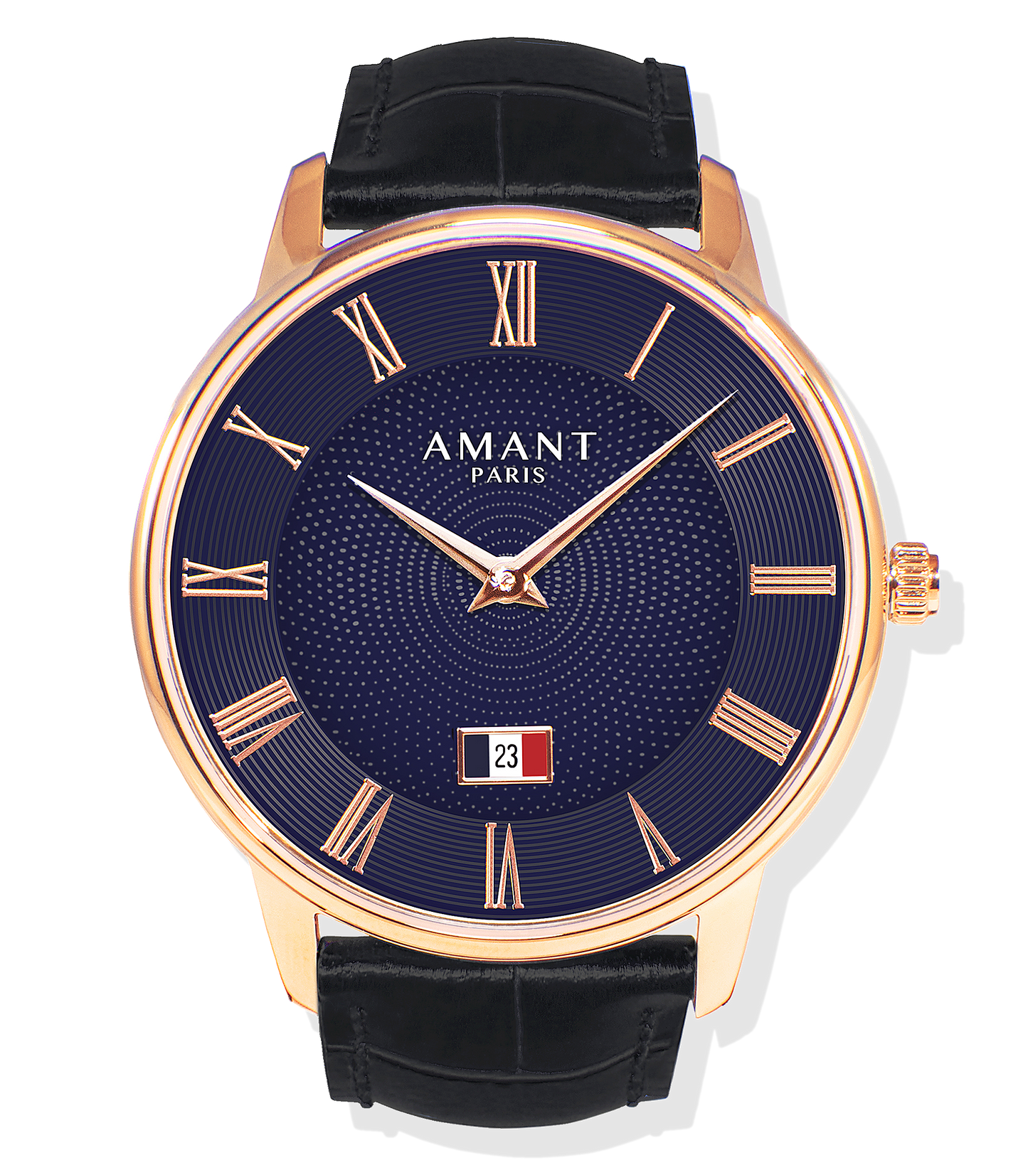 Montre Amant Paris – Ultra Slim 7 mm, Acier Inoxydable, Verre Saphir, Bracelet Cuir Italien, Étanche 5 ATM