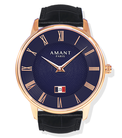 Montre Amant Paris – Ultra Slim 7 mm, Acier Inoxydable, Verre Saphir, Bracelet Cuir Italien, Étanche 5 ATM